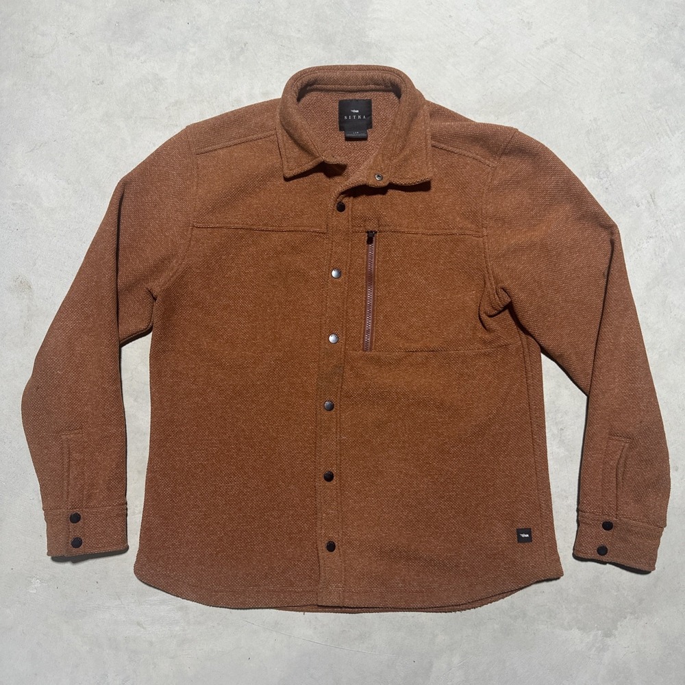 Sitka Jacket Men's SZ L Orange Long Sleeve Overshirt Shacket Button Snap Fleece